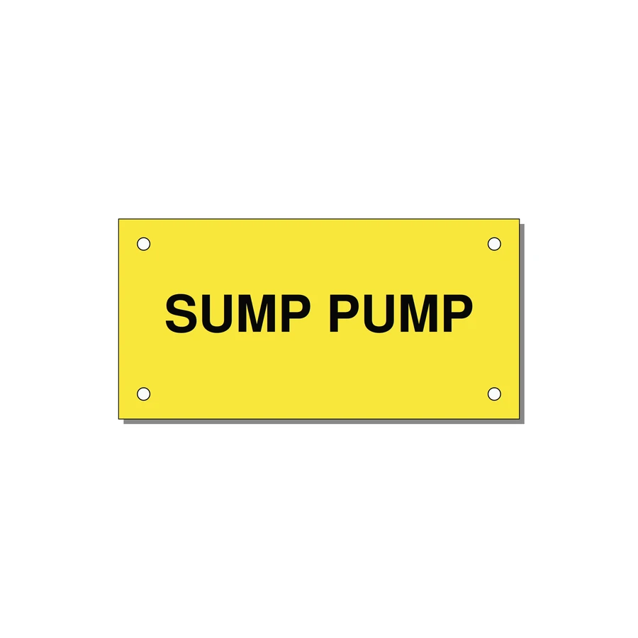 4.0x2.0" Safety Label - SUMP PUMP — 4x2" Black on Yellow, Holes