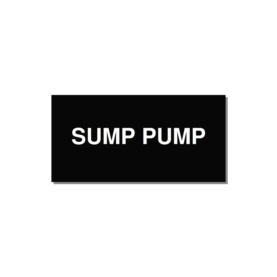 4.0x2.0" Safety Label - SUMP PUMP — 4x2" White on Black, Adhesive