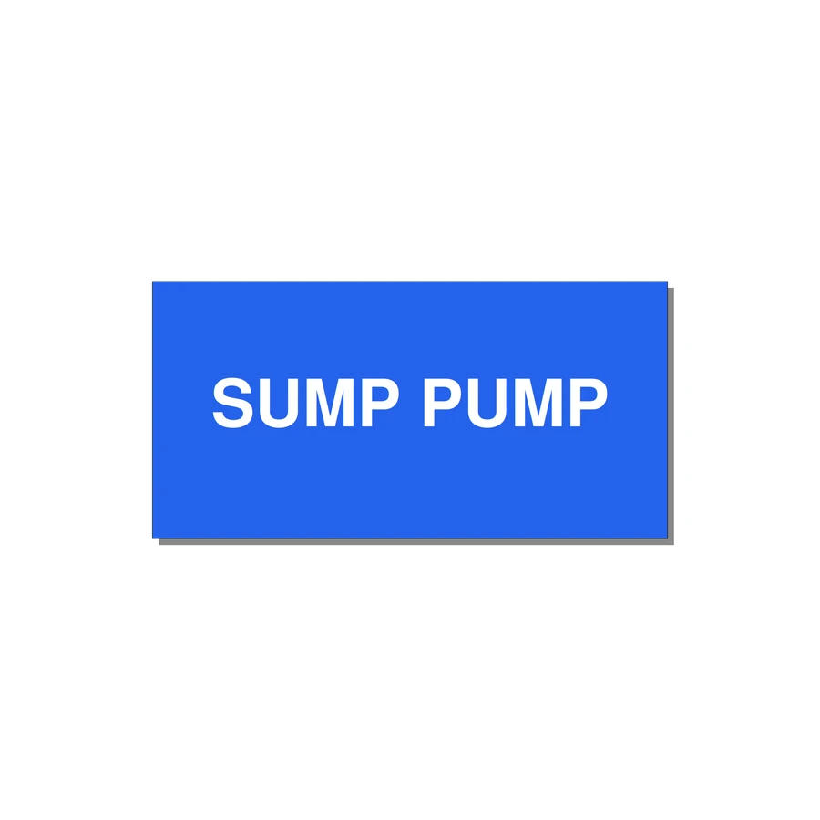 4.0x2.0" Safety Label - SUMP PUMP — 4x2" White on Blue, Adhesive
