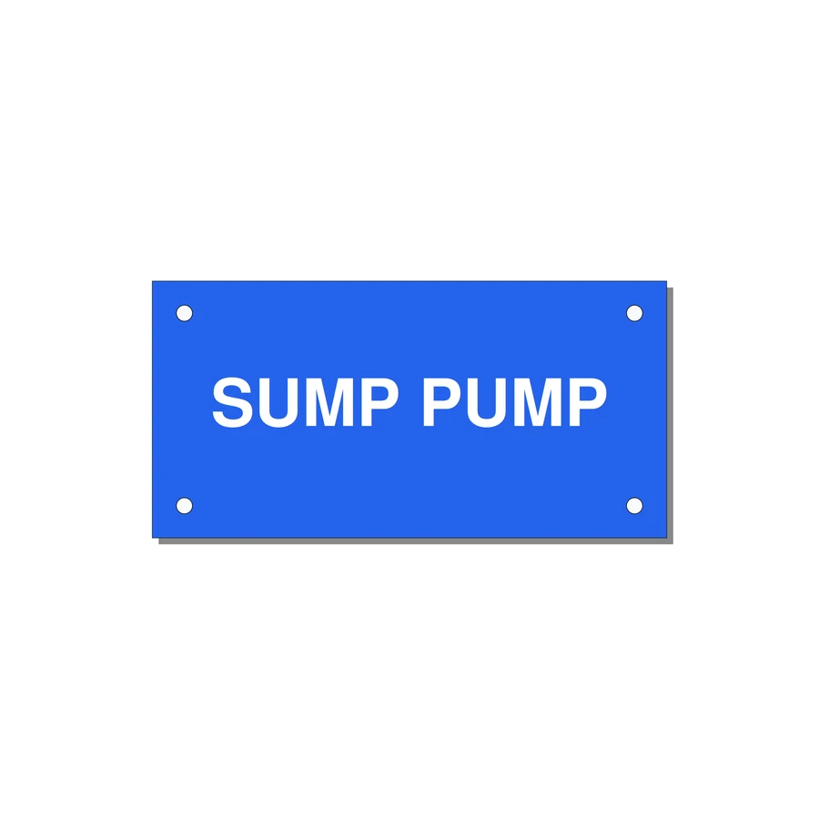 4.0x2.0" Safety Label - SUMP PUMP — 4x2" White on Blue, Holes