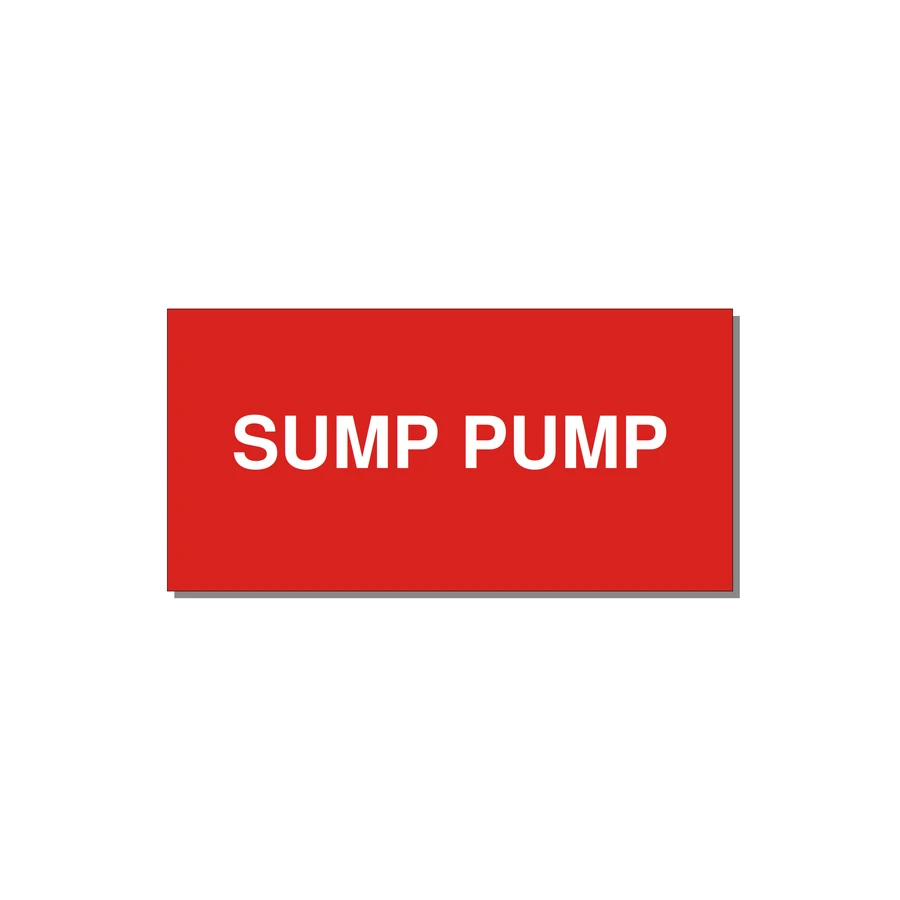 4.0x2.0" Safety Label - SUMP PUMP — 4x2" White on Red, Adhesive