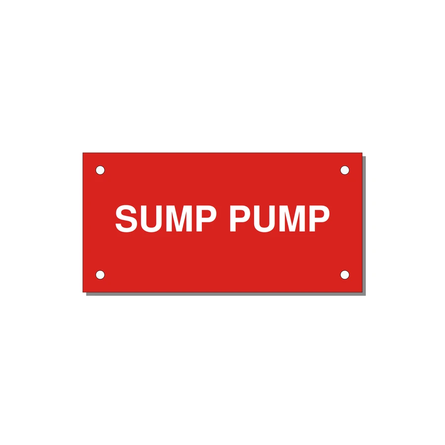 4.0x2.0" Safety Label - SUMP PUMP — 4x2" White on Red, Holes