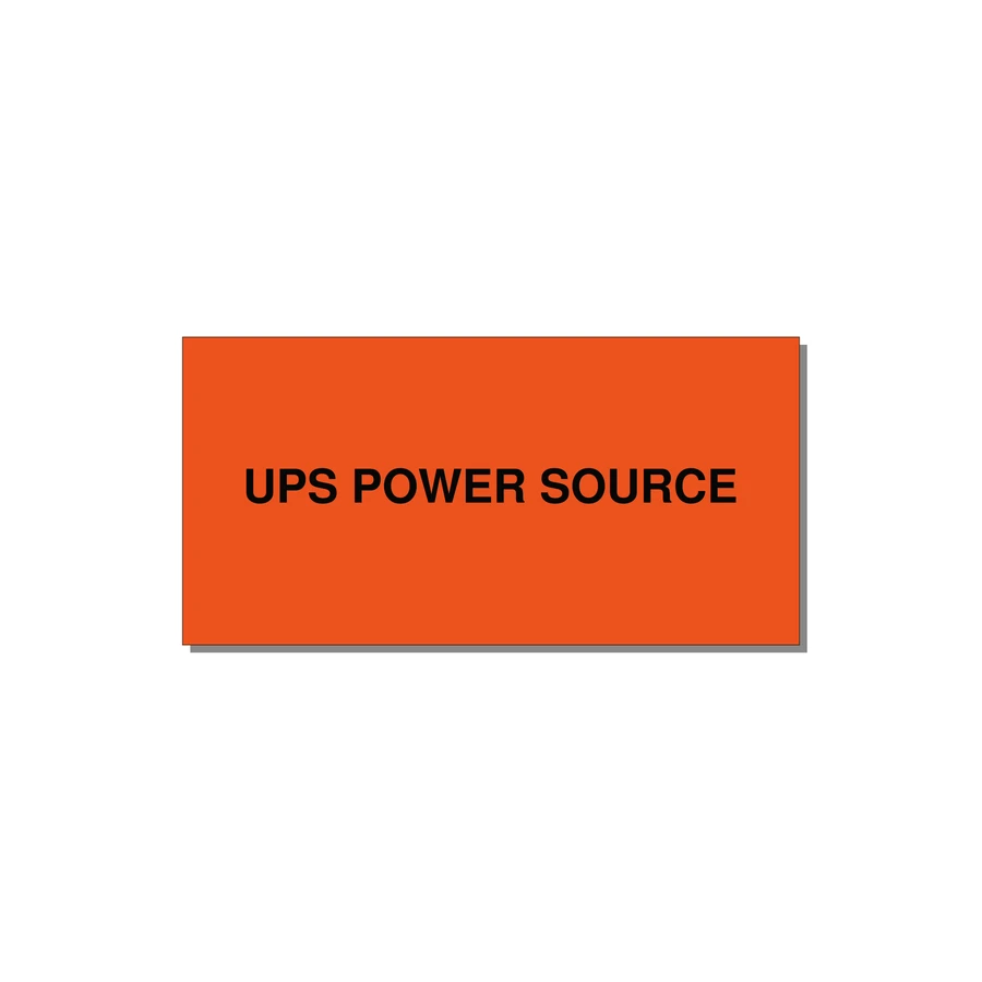 4.0x2.0" Safety Label - UPS POWER SOURCE — 4x2" Black on Orange, Adhesive