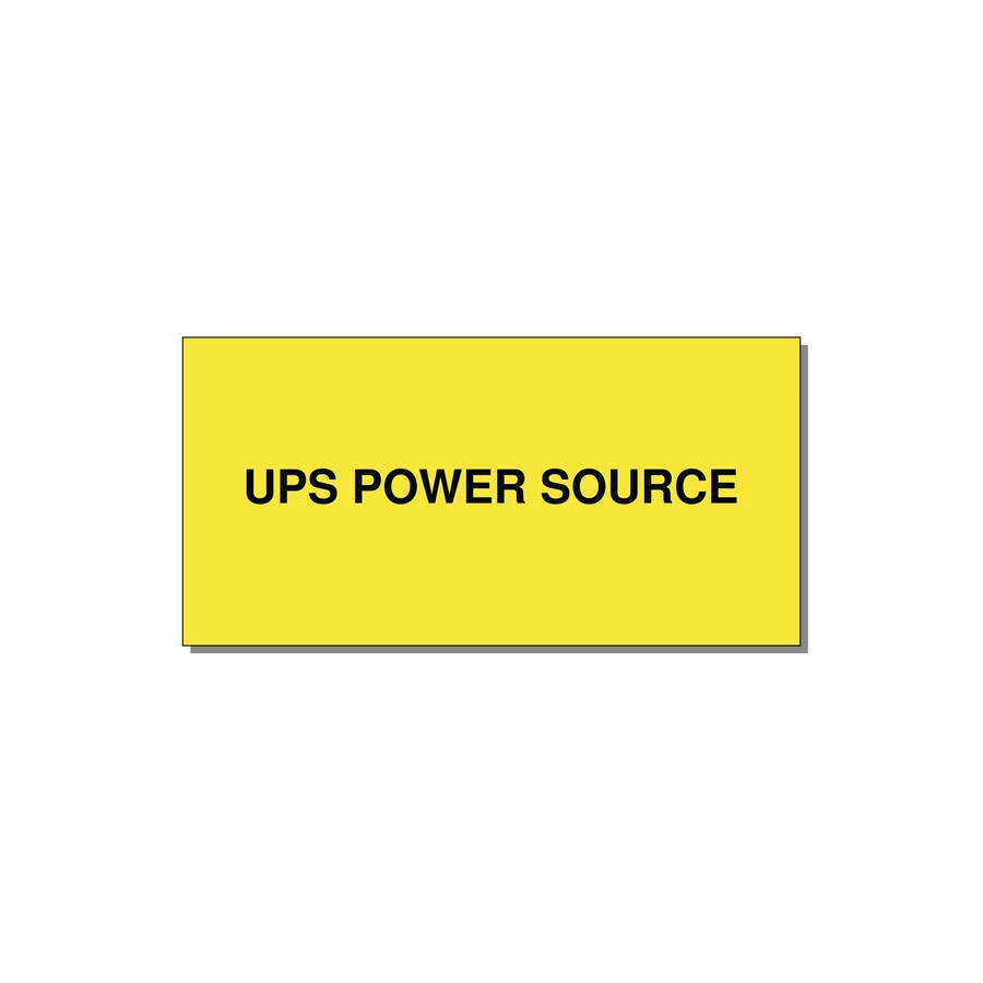 4.0x2.0" Safety Label - UPS POWER SOURCE — 4x2" Black on Yellow, Adhesive