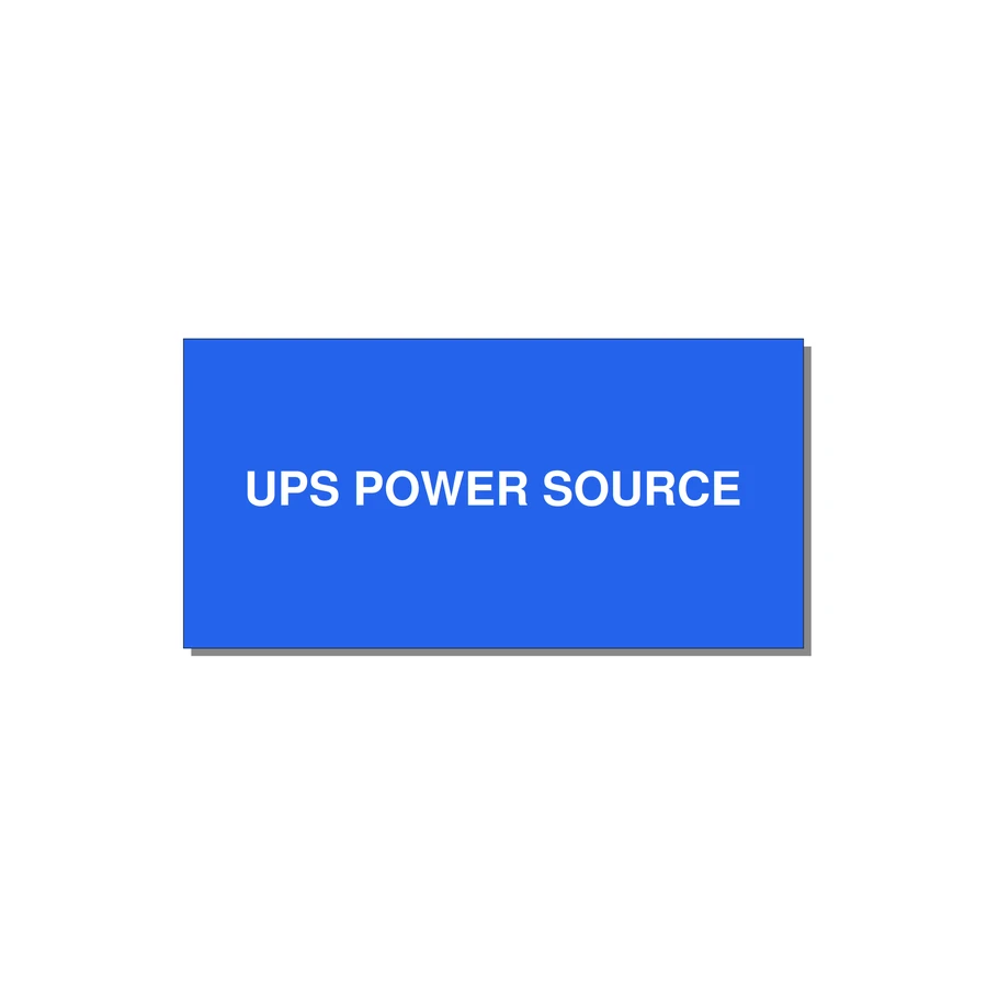 4.0x2.0" Safety Label - UPS POWER SOURCE — 4x2" White on Blue, Adhesive