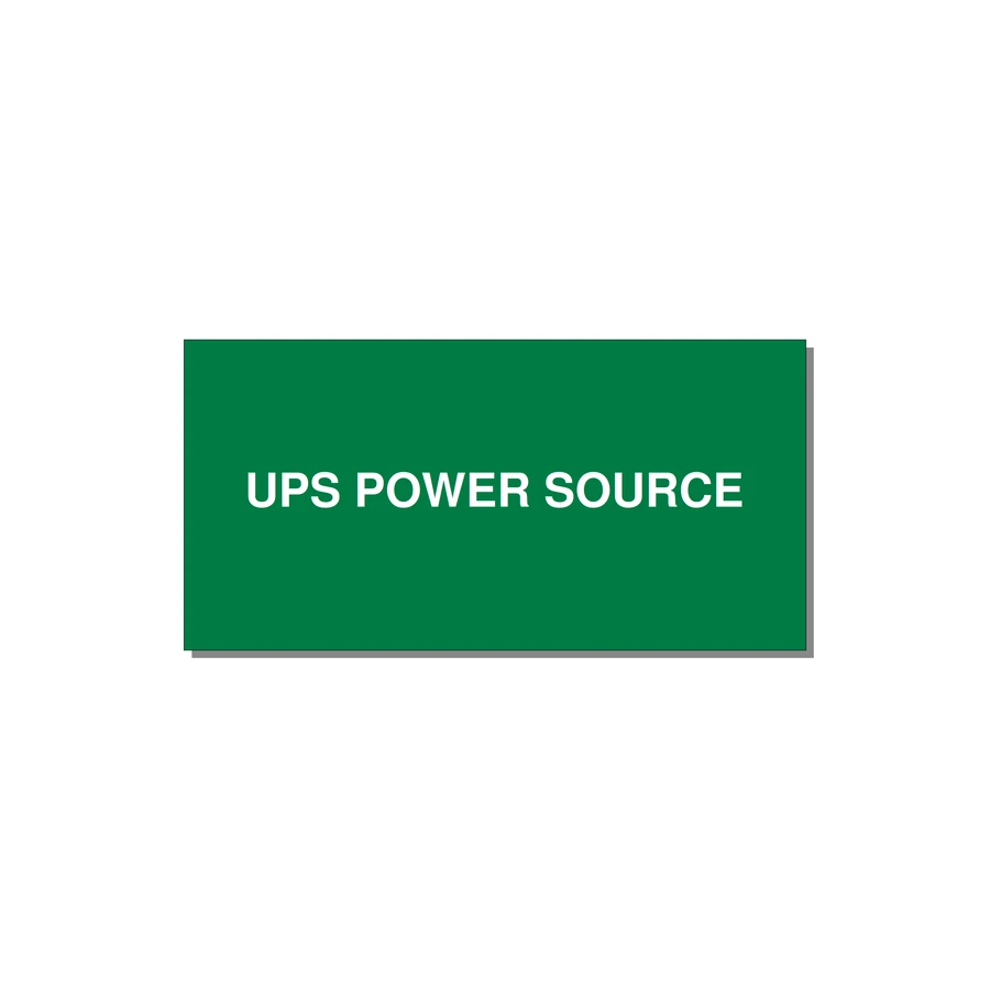 4.0x2.0" Safety Label - UPS POWER SOURCE — 4x2" White on Green, Adhesive