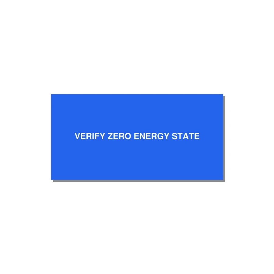 4.0x2.0" Safety Label - VERIFY ZERO ENERGY STATE — 4x2" White on Blue, Adhesive