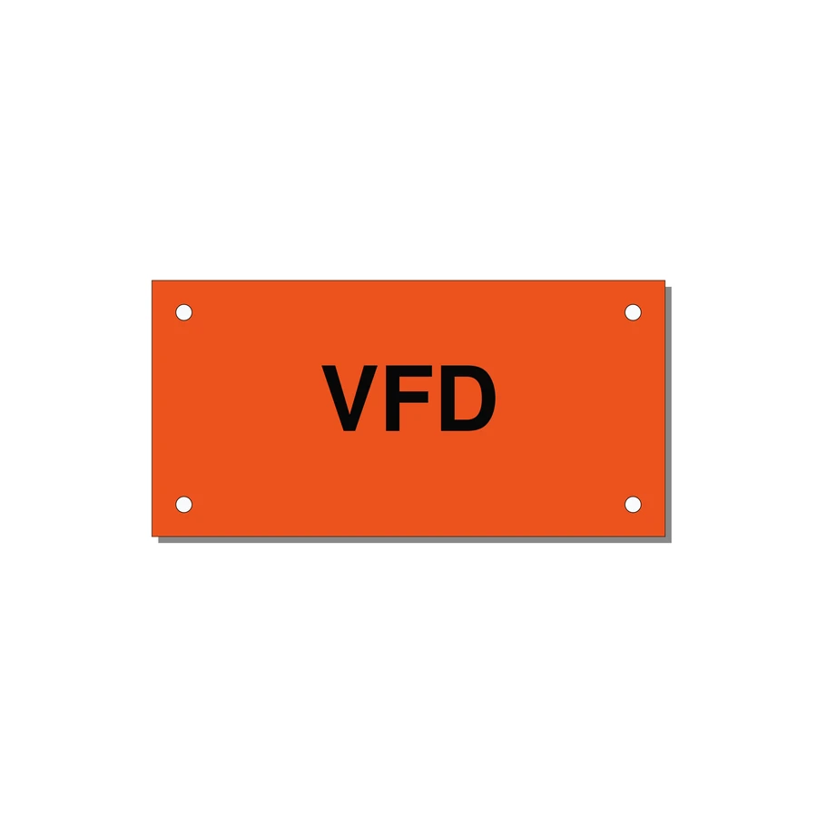 4.0x2.0" Safety Label - VFD — 4x2" Black on Orange, Holes