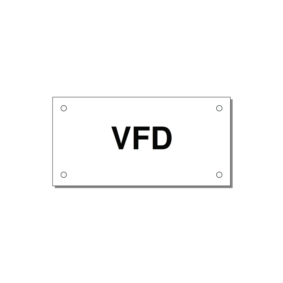 4.0x2.0" Safety Label - VFD — 4x2" Black on White, Holes