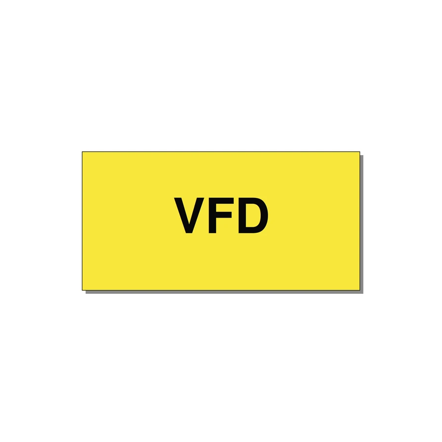 4.0x2.0" Safety Label - VFD — 4x2" Black on Yellow, Adhesive