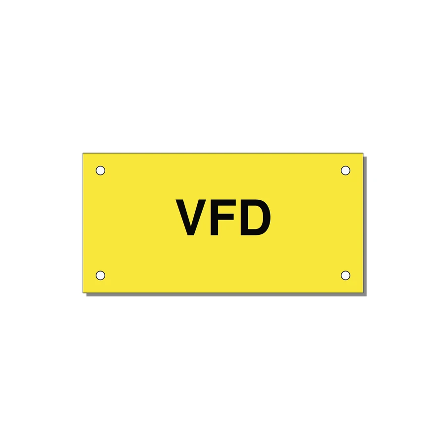 4.0x2.0" Safety Label - VFD — 4x2" Black on Yellow, Holes