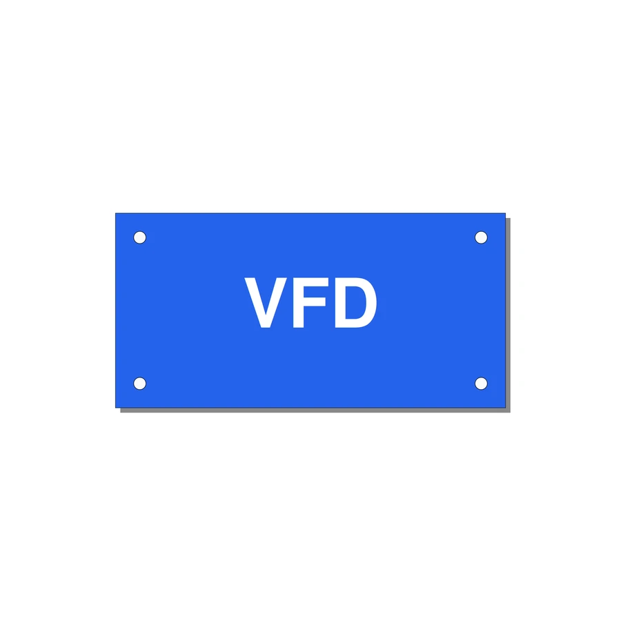 4.0x2.0" Safety Label - VFD — 4x2" White on Blue, Holes