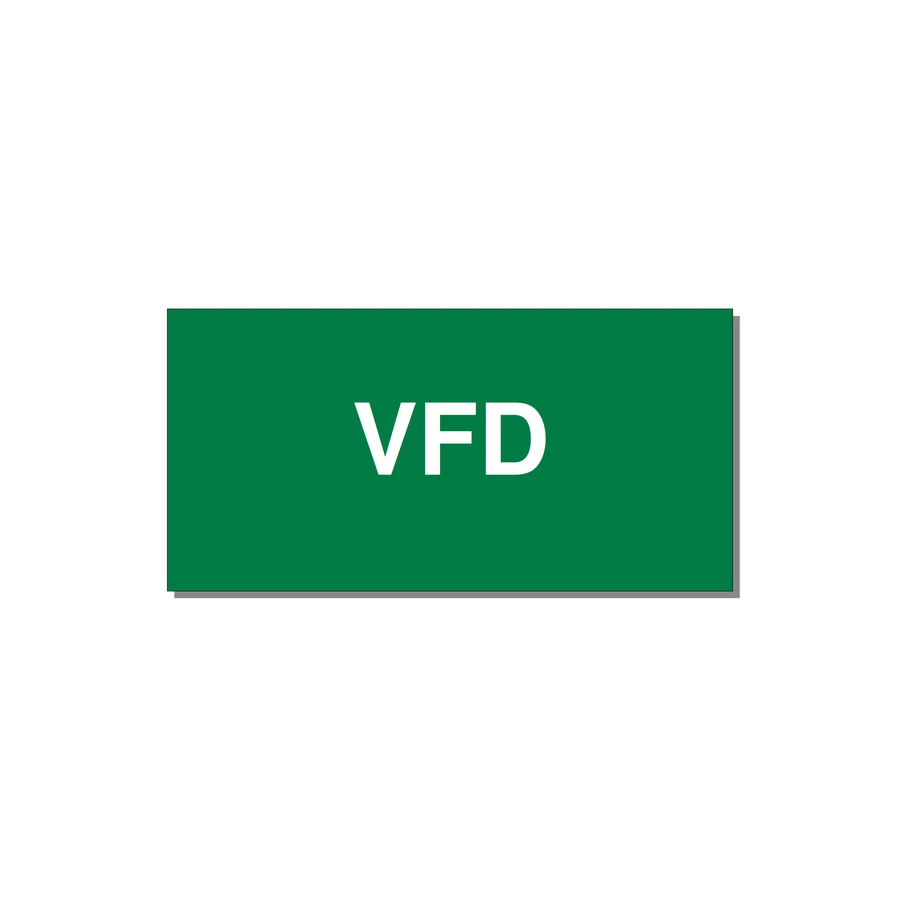 4.0x2.0" Safety Label - VFD — 4x2" White on Green, Adhesive