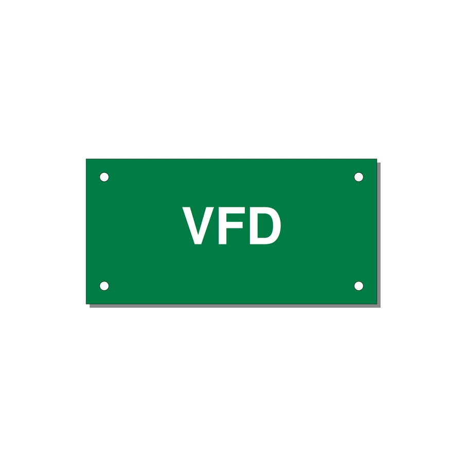 4.0x2.0" Safety Label - VFD — 4x2" White on Green, Holes