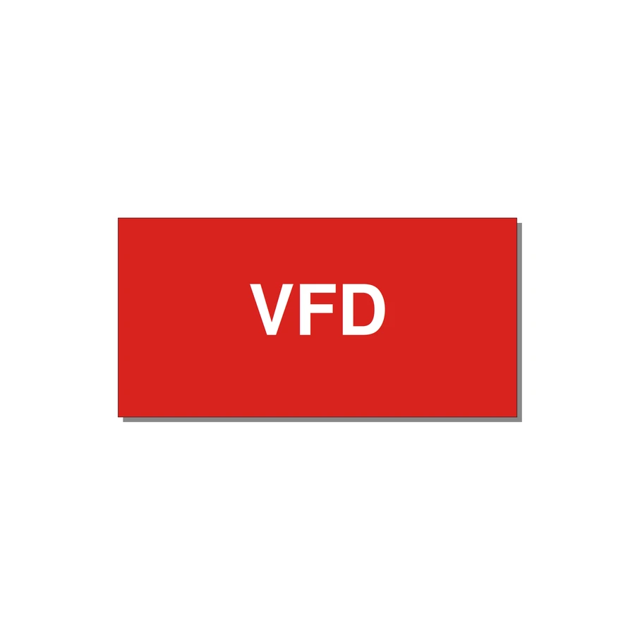 4.0x2.0" Safety Label - VFD — 4x2" White on Red, Adhesive