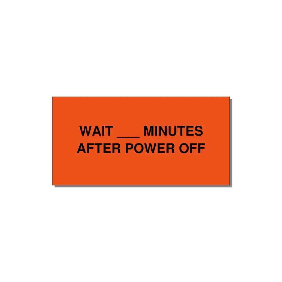 4.0x2.0" Safety Label - WAIT ___ MINUTES AFTER PO — 4x2" Black on Orange, Adhesive