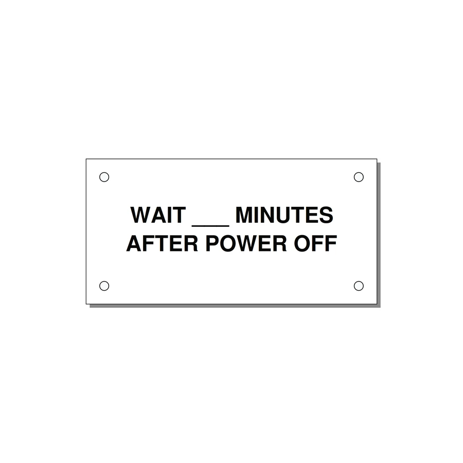 4.0x2.0" Safety Label - WAIT ___ MINUTES AFTER PO — 4x2" Black on White, Holes