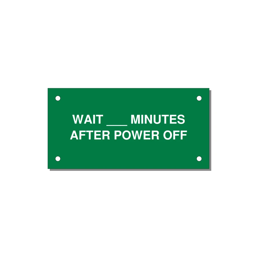 4.0x2.0" Safety Label - WAIT ___ MINUTES AFTER PO — 4x2" White on Green, Holes