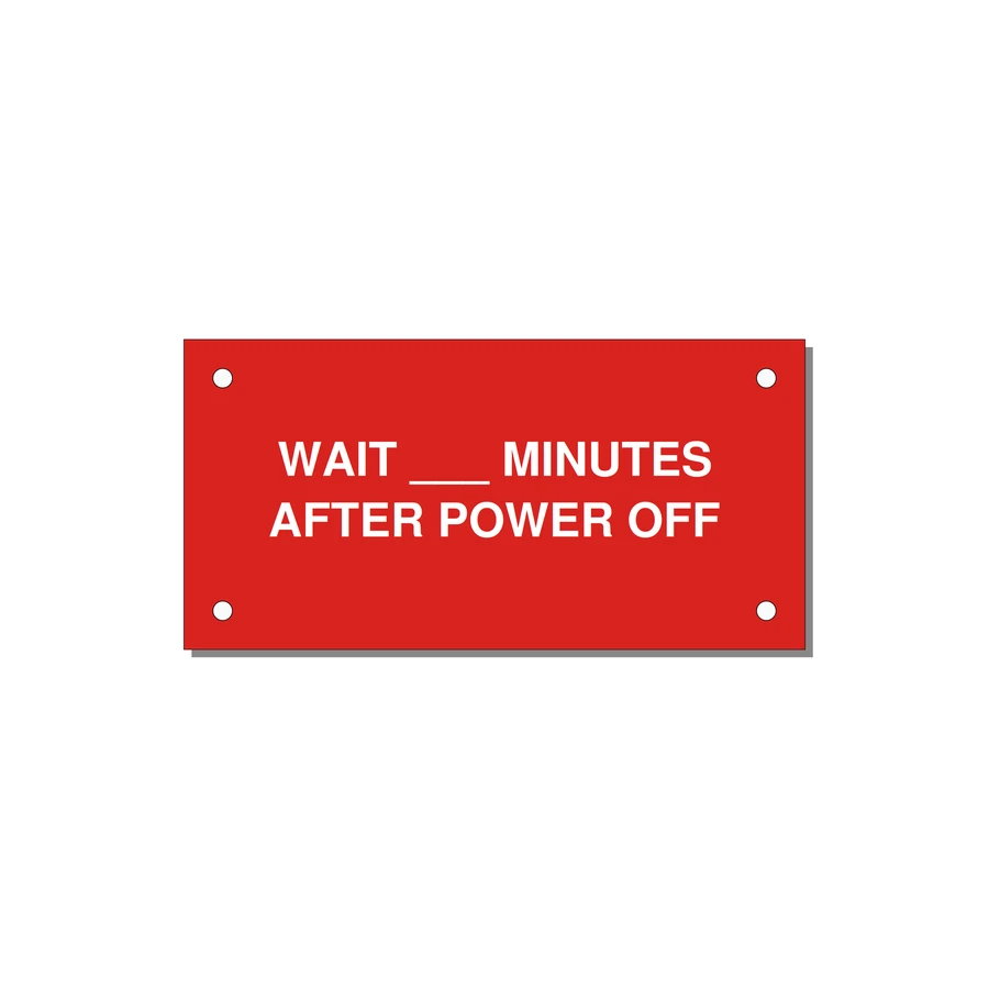 4.0x2.0" Safety Label - WAIT ___ MINUTES AFTER PO — 4x2" White on Red, Holes