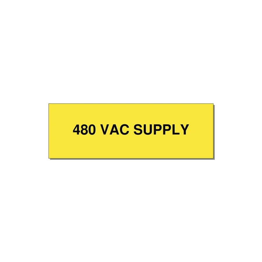 480VAC Supply Label – OEM Machine Power — 3x1" Black on Yellow, Holes