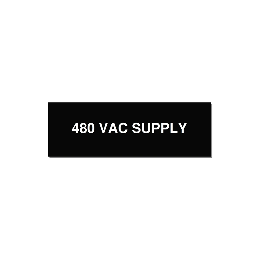 480VAC Supply Label – OEM Machine Power — 3x1" White on Black, Adhesive