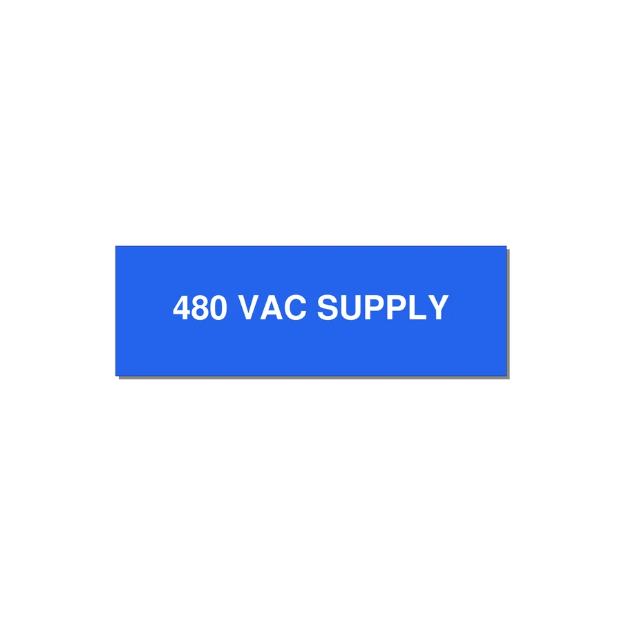 480VAC Supply Label – OEM Machine Power — 3x1" White on Blue, Holes