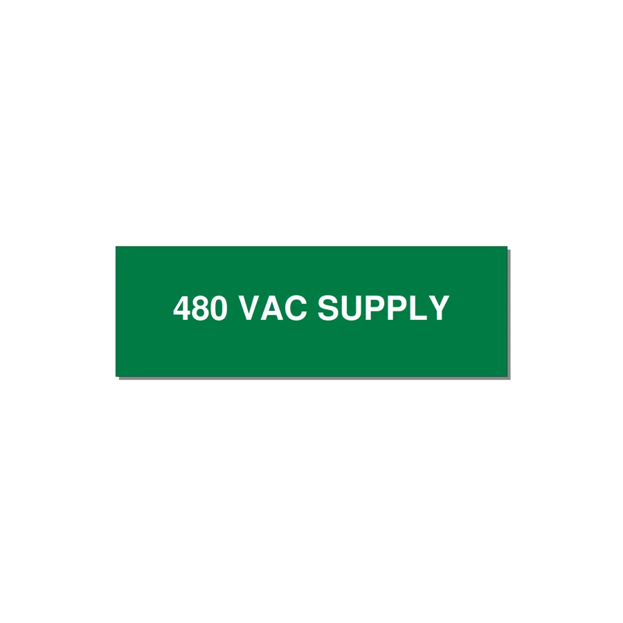 480VAC Supply Label – OEM Machine Power — 3x1" White on Green, Adhesive