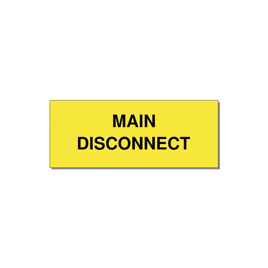5.0x2.0" Disconnect Switch Label - MAIN DISCONNECT — 5x2" Black on Yellow, Adhesive