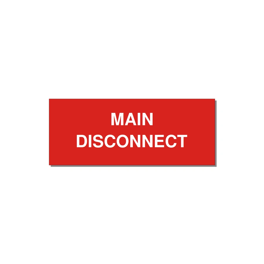 5.0x2.0" Disconnect Switch Label - MAIN DISCONNECT — 5x2" White on Red, Adhesive