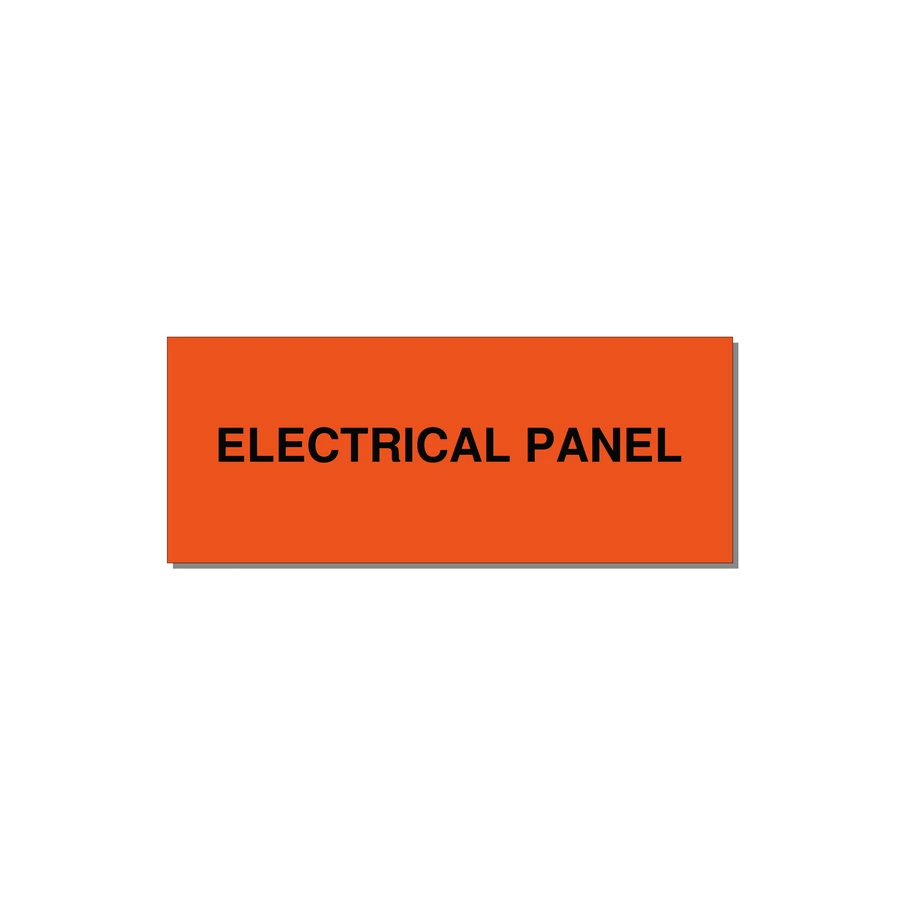 5.0x2.0" Electrical Safety Label - ELECTRICAL PANEL — 5x2" Black on Orange, Adhesive
