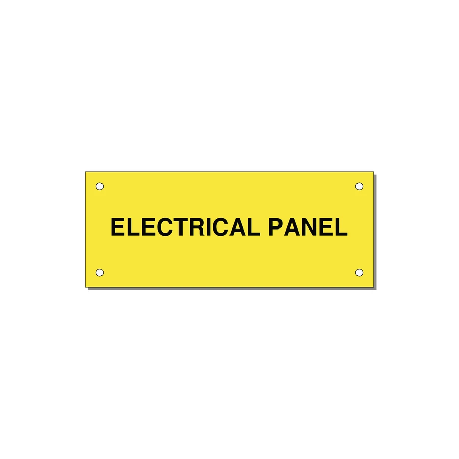 5.0x2.0" Electrical Safety Label - ELECTRICAL PANEL — 5x2" Black on Yellow, Holes