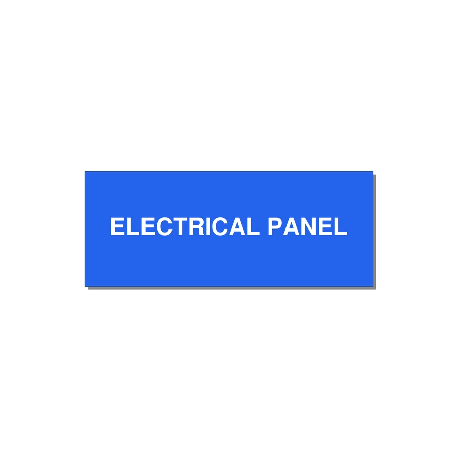 5.0x2.0" Electrical Safety Label - ELECTRICAL PANEL — 5x2" White on Blue, Adhesive