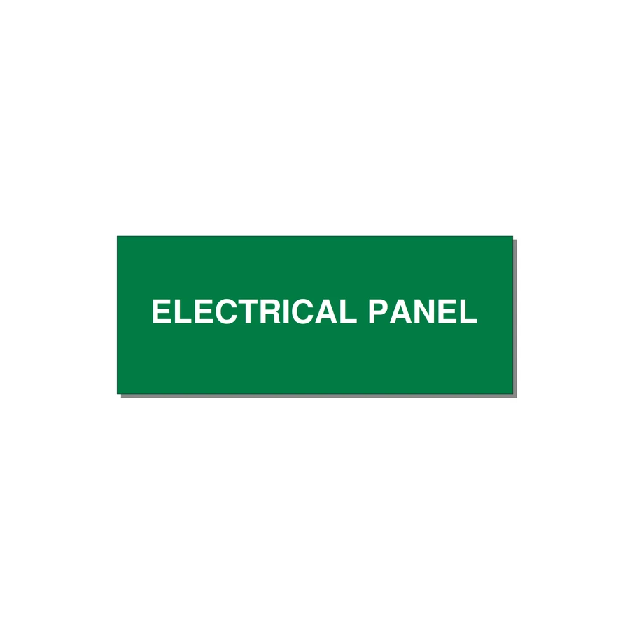 5.0x2.0" Electrical Safety Label - ELECTRICAL PANEL — 5x2" White on Green, Adhesive