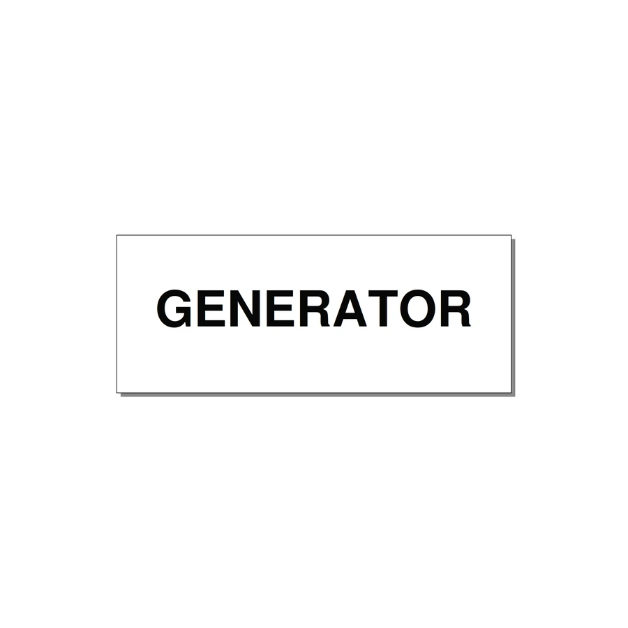 5.0x2.0" Generator Equipment Label - GENERATOR — 5x2" Black on White, Adhesive