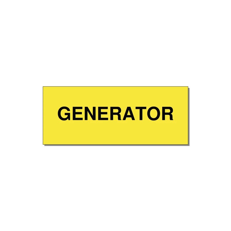 5.0x2.0" Generator Equipment Label - GENERATOR — 5x2" Black on Yellow, Adhesive