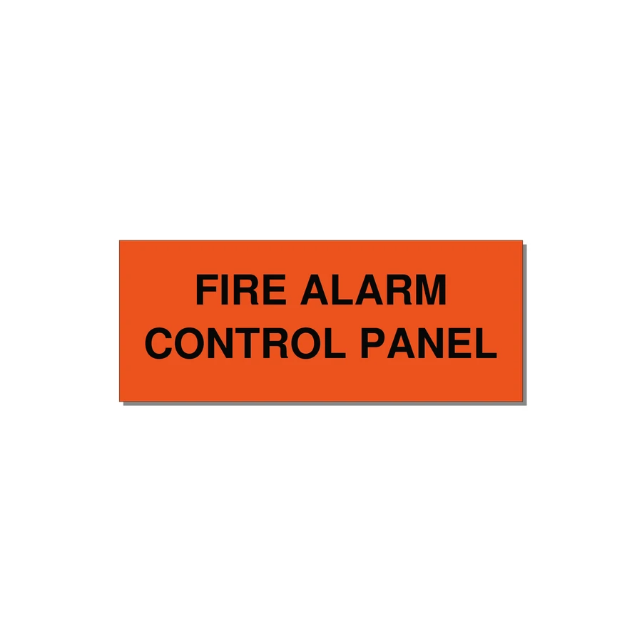 5.0x2.0" Panel Identification Label - FIRE ALARM CONTROL PANEL — 5x2" Black on Orange, Adhesive