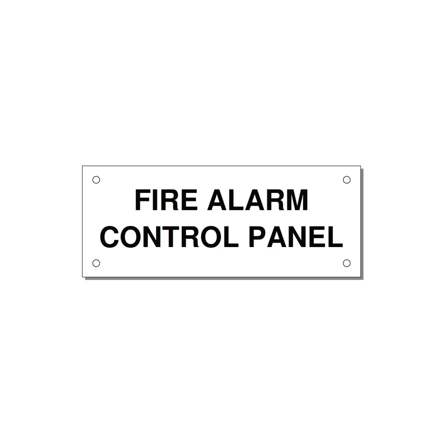 5.0x2.0" Panel Identification Label - FIRE ALARM CONTROL PANEL — 5x2" Black on White, Holes