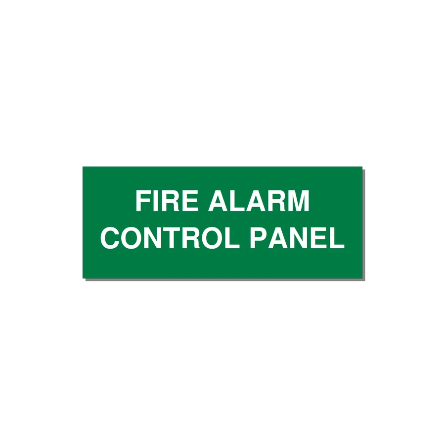 5.0x2.0" Panel Identification Label - FIRE ALARM CONTROL PANEL — 5x2" White on Green, Adhesive