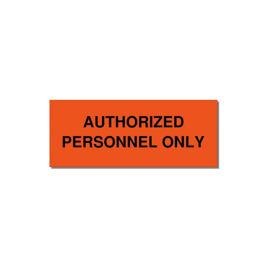 5.0x2.0" Safety Label - AUTHORIZED PERSONNEL ONLY — 5x2" Black on Orange, Adhesive