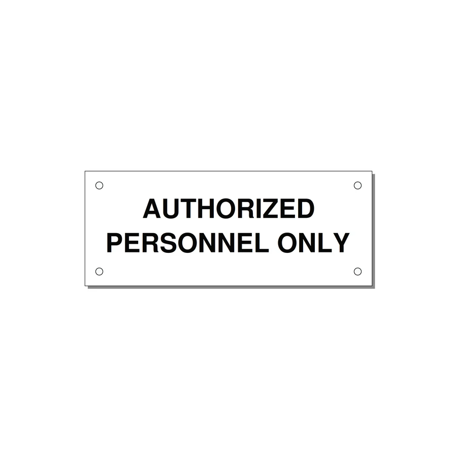 5.0x2.0" Safety Label - AUTHORIZED PERSONNEL ONLY — 5x2" Black on White, Holes