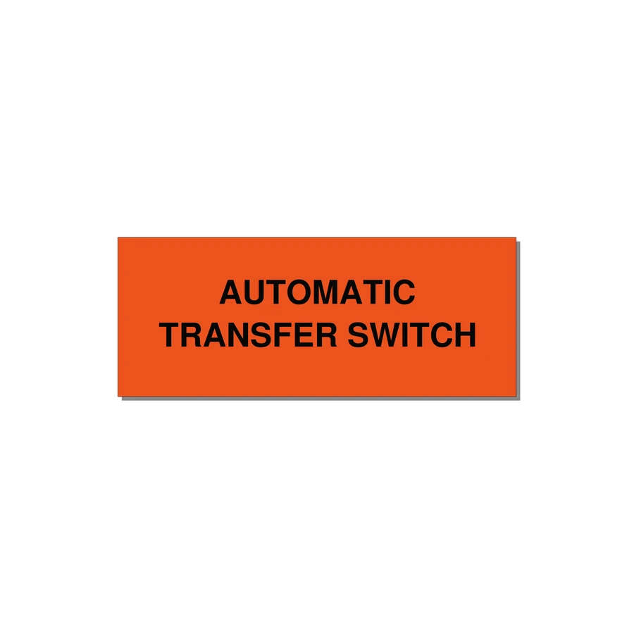 5.0x2.0" Safety Label - AUTOMATIC TRANSFER SWITCH — 5x2" Black on Orange, Adhesive