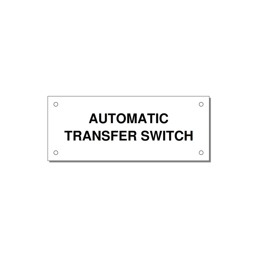 5.0x2.0" Safety Label - AUTOMATIC TRANSFER SWITCH — 5x2" Black on White, Holes
