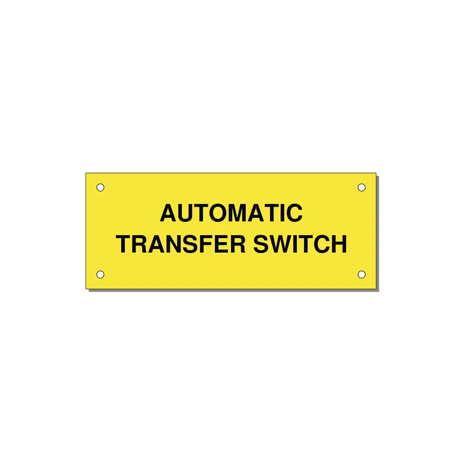5.0x2.0" Safety Label - AUTOMATIC TRANSFER SWITCH — 5x2" Black on Yellow, Holes