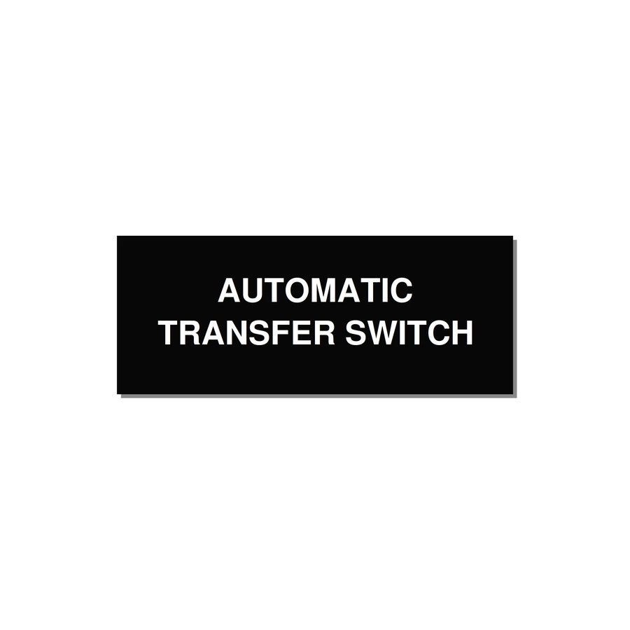 5.0x2.0" Safety Label - AUTOMATIC TRANSFER SWITCH — 5x2" White on Black, Adhesive