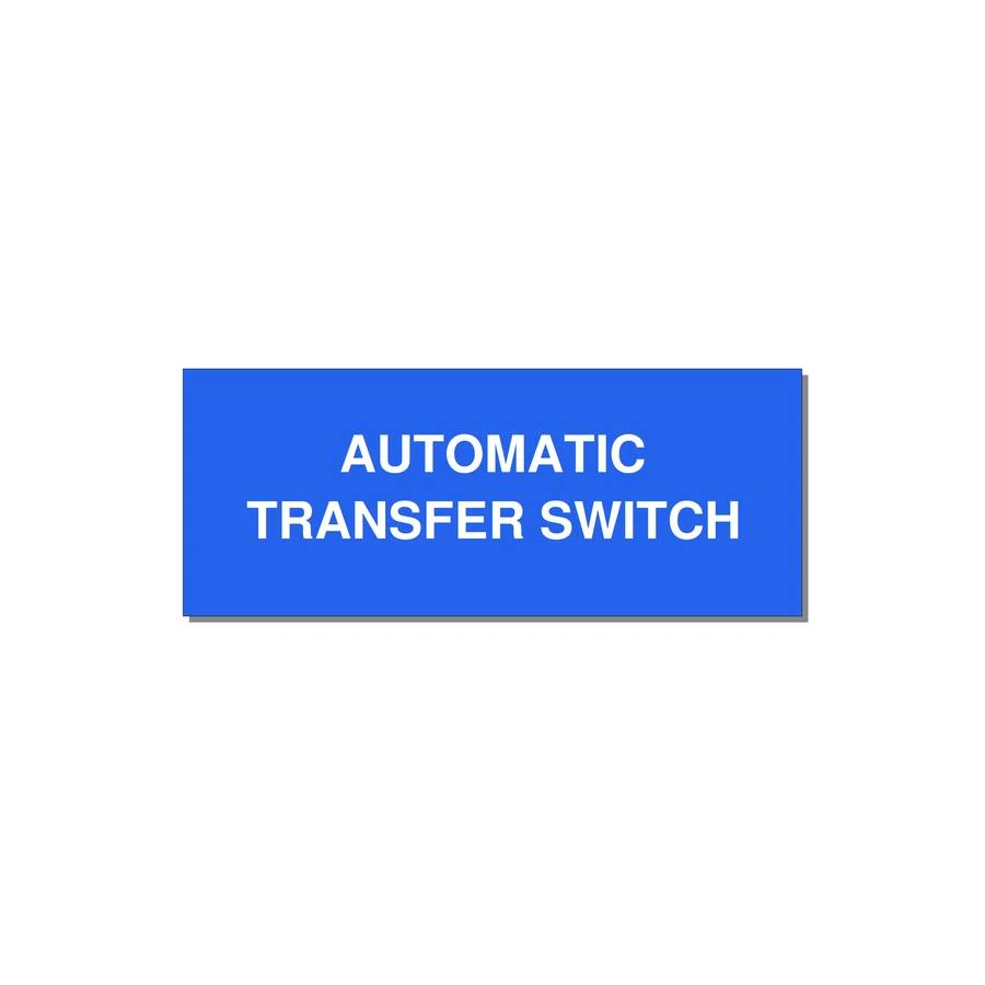 5.0x2.0" Safety Label - AUTOMATIC TRANSFER SWITCH — 5x2" White on Blue, Adhesive
