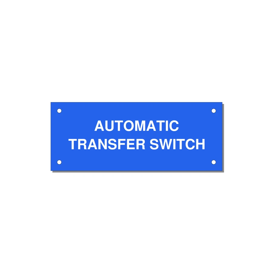 5.0x2.0" Safety Label - AUTOMATIC TRANSFER SWITCH — 5x2" White on Blue, Holes