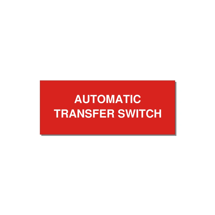 5.0x2.0" Safety Label - AUTOMATIC TRANSFER SWITCH — 5x2" White on Red, Adhesive