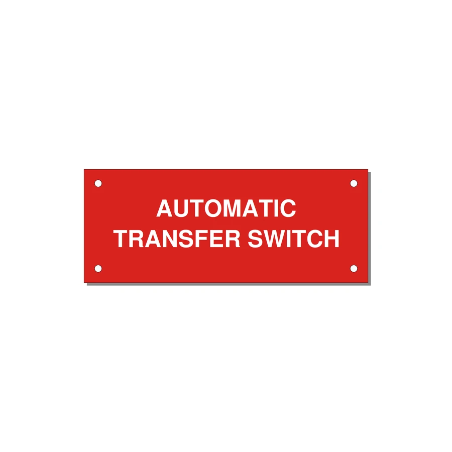 5.0x2.0" Safety Label - AUTOMATIC TRANSFER SWITCH — 5x2" White on Red, Holes
