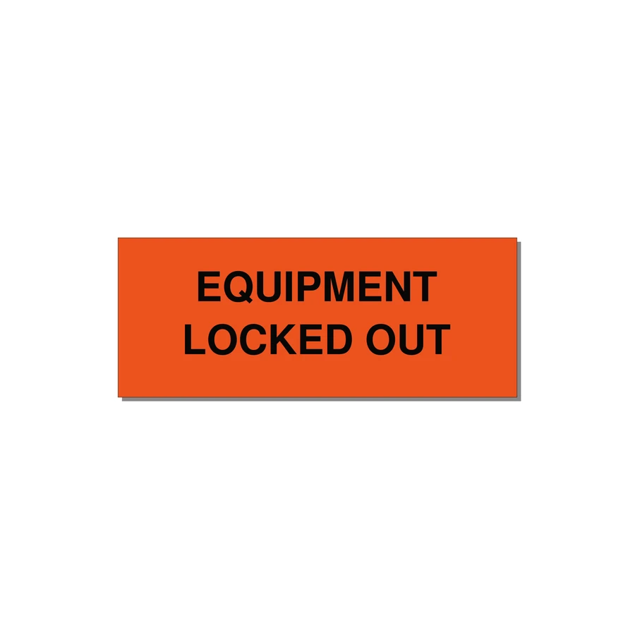 5.0x2.0" Safety Label - EQUIPMENT LOCKED OUT — 5x2" Black on Orange, Adhesive