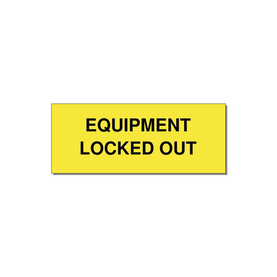 5.0x2.0" Safety Label - EQUIPMENT LOCKED OUT — 5x2" Black on Yellow, Adhesive